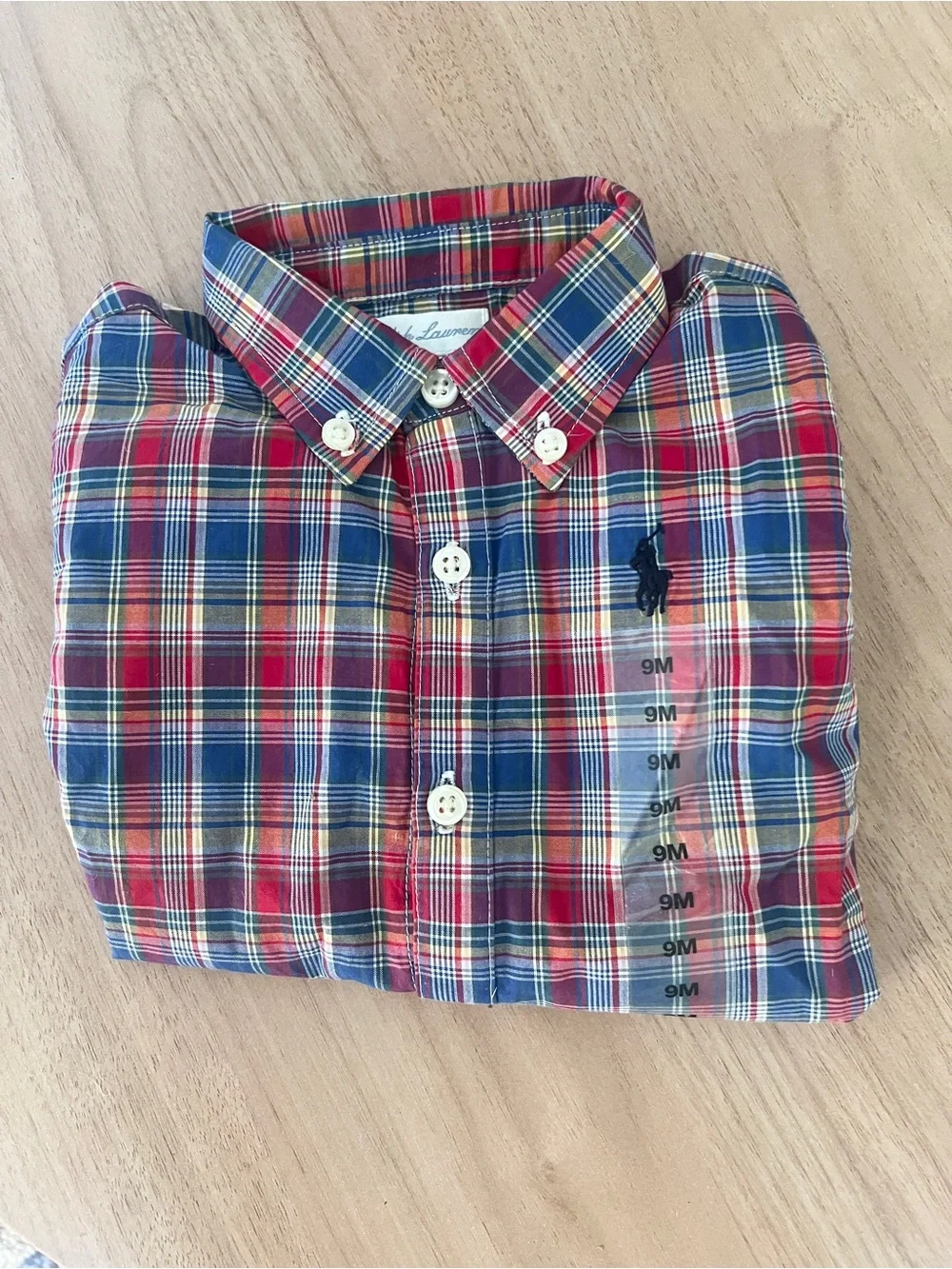 Ralph Lauren Plaid Long Sleeve Boys Cotton Button Down Shirt New Size 9 Months
